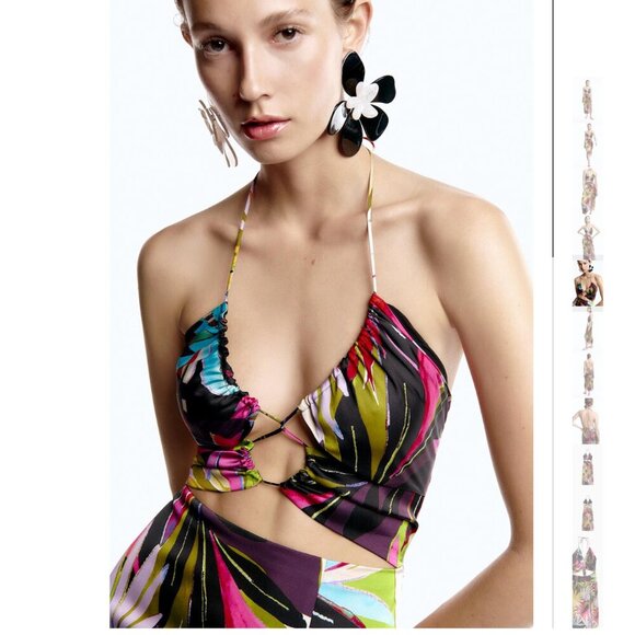 TROPICAL PRINT CUT OUT DRESS Size M NEW WITH TAG! - Picture 9 of 12